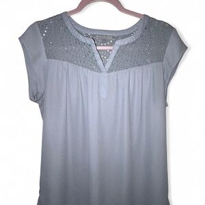 Daniel Rainn Gray Studded Blouse